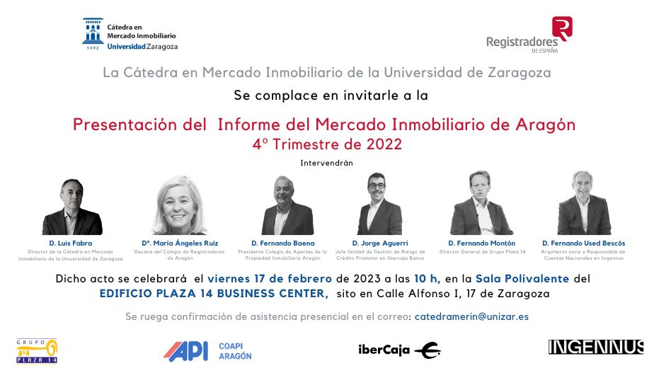 Invitación Cátedra Presentación Informe Trimestral 4T22 Aragón